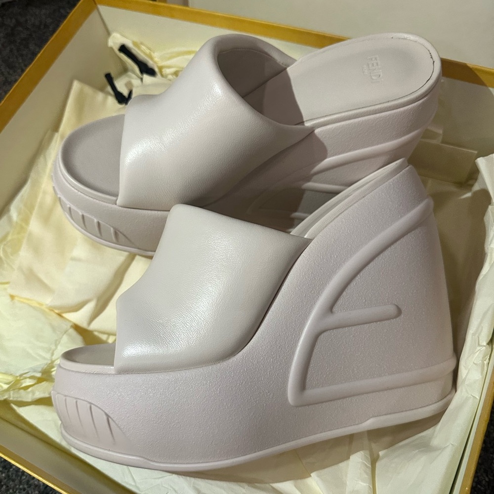 Fendi marshmallow wedge heels